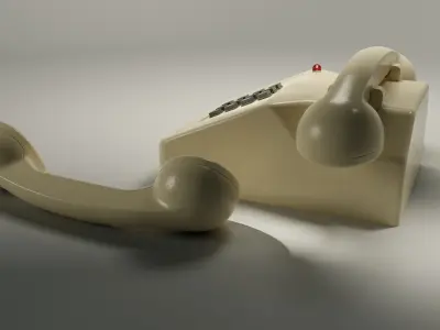 Old Landline phone Medium Poly Beige 4k textures 3D model