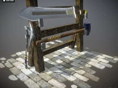 Medieval Weapon Rack Low-poly 3D model