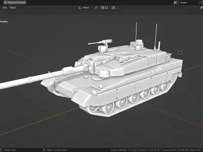 K2 Black Panther TANK BASE MESH Low-poly 3D model
