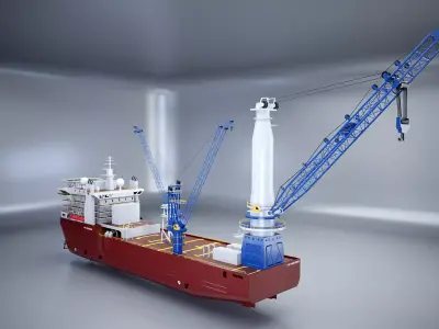 Crane Ship Low-poly 3D model