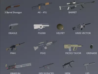 Gun Pack Low-poly 3D model