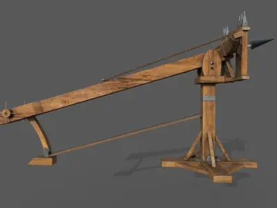 Ballista Low-poly 3D model wooden crane Low-poly 3D model