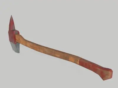 Fire axe Low-poly 3D model 6