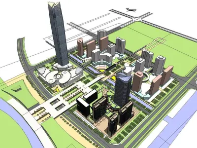 Sketchup Commercial Office Complex 256 3D model