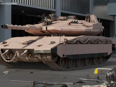 Dirty Israeli Tank Merkava 5 Beige 3D model