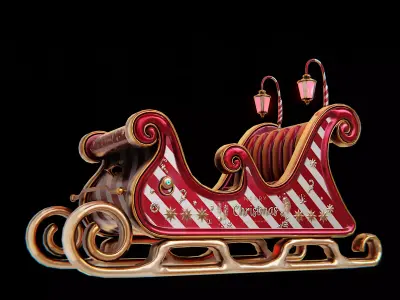 Santa Claus Sleigh Low-Poly Low-poly 3D model