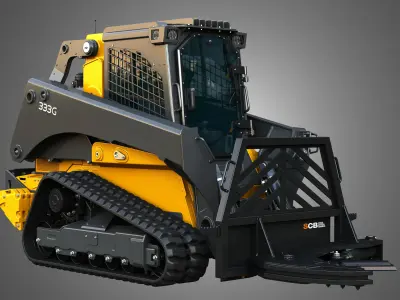 333G Compact Track Loader with Forestry Package - Tree Shear 3D model