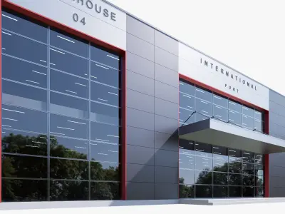 warehouse and office Low-poly 3D model