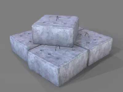 Concrete Block Low-poly 3D model purchase