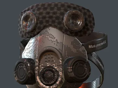 Gas mask helmet 3d model scifi Low-poly  Low-poly 3D model 14