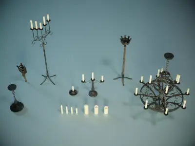 Medieval Light PACK Game Ready PBR Low-poly 3D model