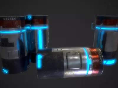SciFi Barrels Low-poly 3D model