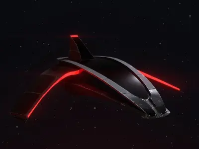 Futuristic spaceship with 4 different materials 4k Low-poly 3D model