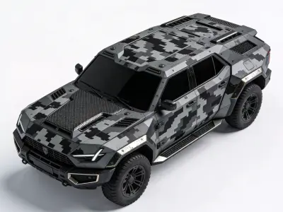 Realistic Sci-Fi Urban Tactical SUV Low-poly 3D model