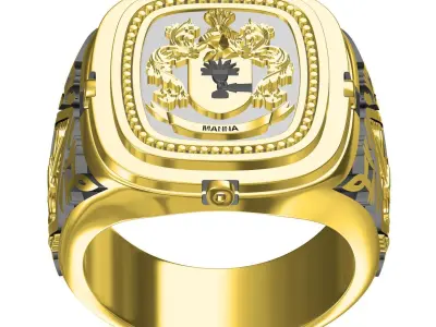Antique Family Crest Ring 3D print model