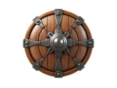 Round Wooden Shield With Iron Boss Low-poly 3D model