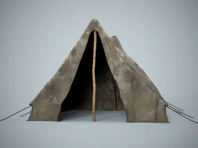 Camping Military Tent Low-poly 3D model