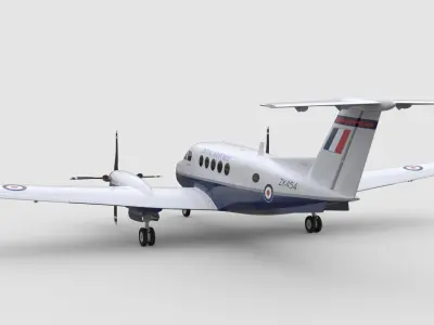 Beechcraft King Air B200 Royal Air Force Low-poly 3D model