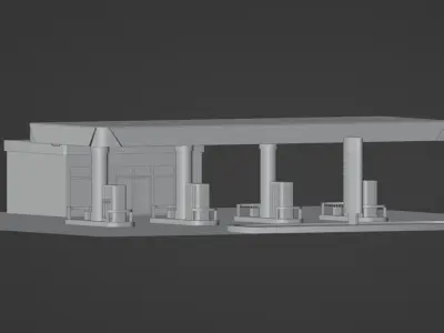 Gas station  Low-poly 3D model buy