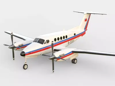 Beechcraft King Air B100 Cockpit Included 3D model