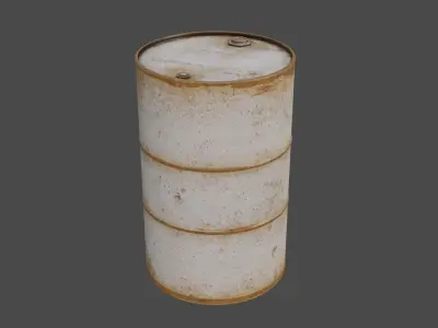 White Rusty Oil Drum Low-poly 3D model
