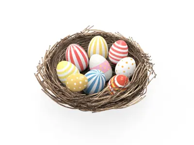 Easter Nest with Eggs 3D model