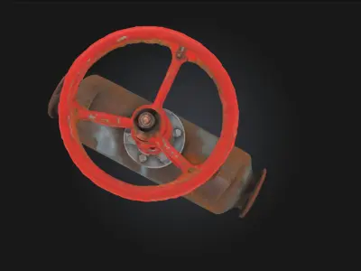 Rusty Red Valve Weathered Industrial 3D model