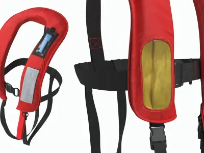  Inflatable Life Jacket with Reflective Panel Red 