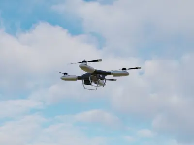 Drone flying in sky Low-poly 3D model
