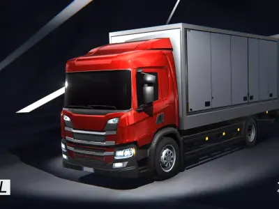 Gridlock - Euro truck lorry - PBR gameready city vehicle Low-poly 3D model