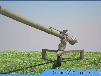 106mm M40 recoilless rifle Low-poly 3D model