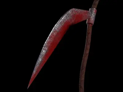 Medieval Scythe Game Ready Low Poly 3D Model Low-poly 3D model