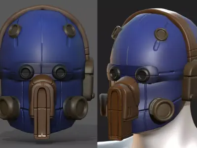 Helmet scifi military combat 3d model low poly  Low-poly 3D model 5
