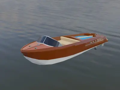 Low Poly Boat two motor boats floating in water Low-poly 3D model
