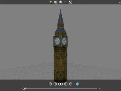 Low Polygon Big Ben Low-poly 3D model