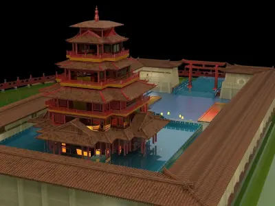 Chinese ancient house  3D model 21