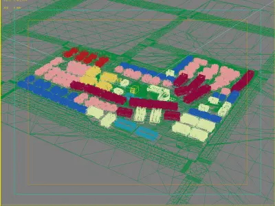 Architecture residential area in middle of city 3D model