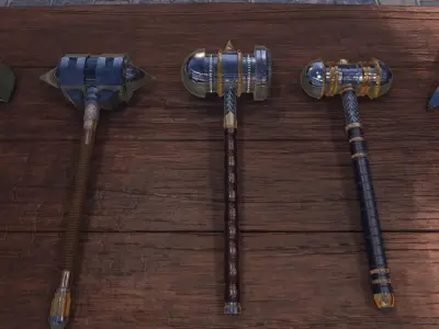 Fantasy Paladin Weapons Low-poly 3D model