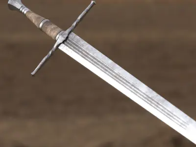 Medieval Sword for Games and Cinematics 04 Low-poly 3D model