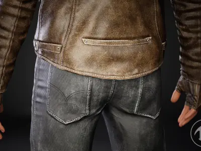 Men Jacket Leather 3D model