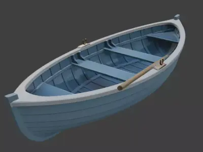 Small Blue Rowboat Clean Classic Boat 3D Model 3D model