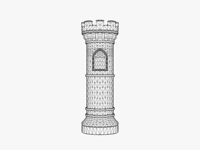 Ancient Stone Watchtower - Medieval Watchtower Column Low-poly 3D model