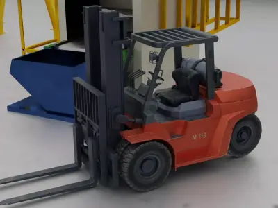 Industrial Machinery Vehicles Set High-Quality 3D Assets Low-poly 3D model