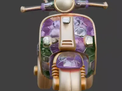 Stylized Chibi Jeweled Mosaic Scooter Low-poly 3D model