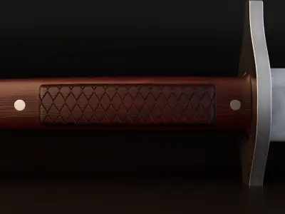 Hunting Sword Low-poly 3D model