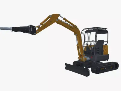 Excavator Driller Low-poly 3D model