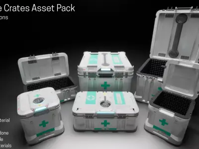 Medic Storage Crates Asset Pack Low-poly 3D model