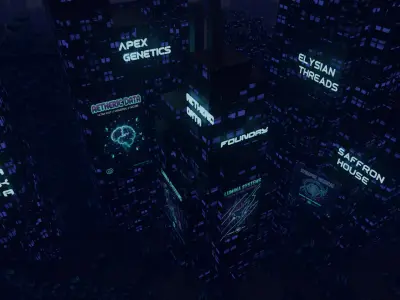 cyberpunk styled high rise city 3D model