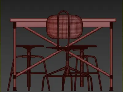KULLABERG desk and chairs 3D model