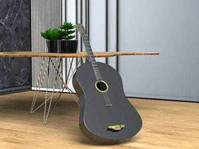 Classic Box Guitar 3D Model Musical Instrument  Free 3D model
